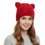 Wrapables Winter Warm Cable Knit Cat Ears Beanie