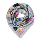 Wrapables Large Fashionable Cats Head Wrap Square Scarf 35 x 35 Inches, Silver