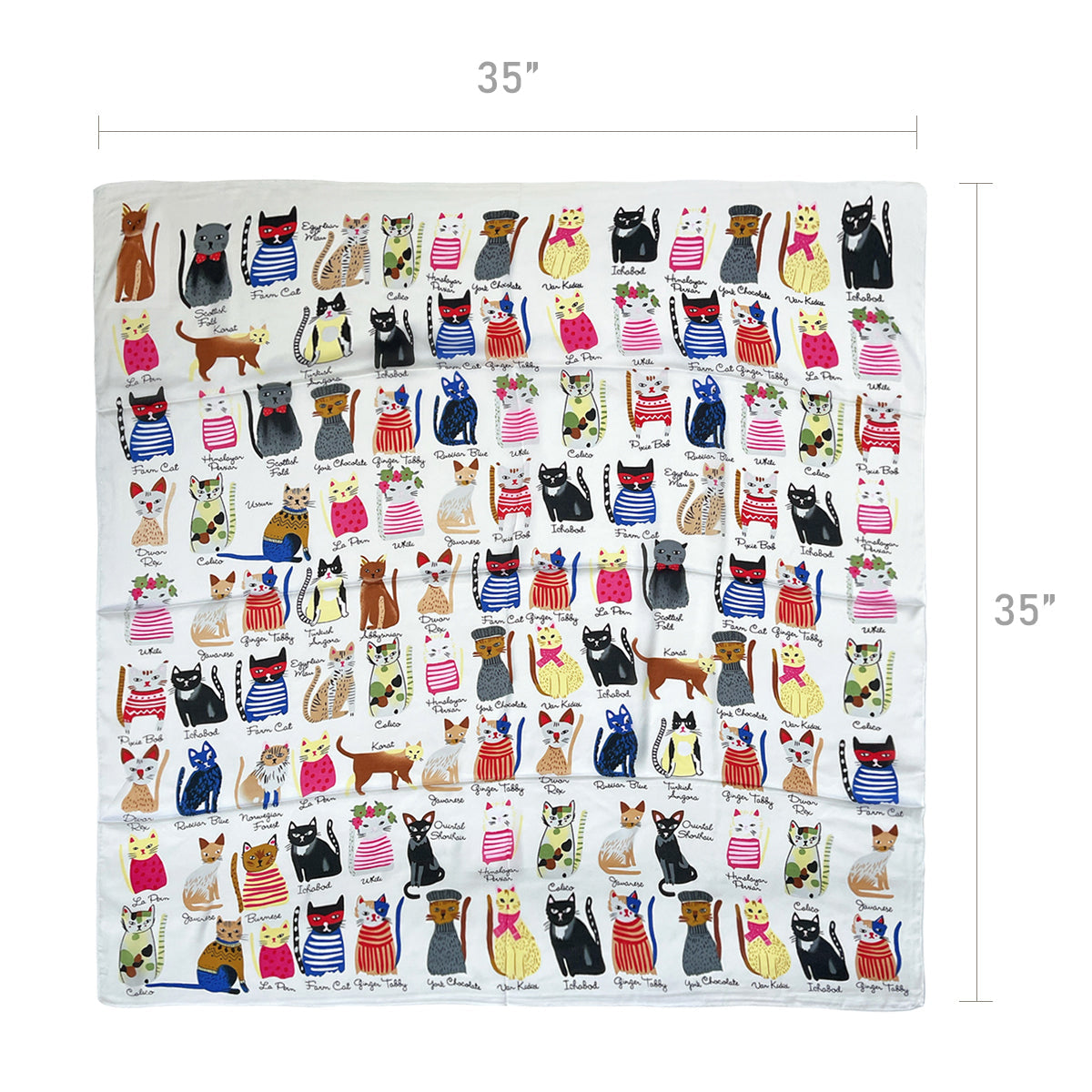 Wrapables Large Fashionable Cats Head Wrap Square Scarf 35 x 35 Inches, Cream