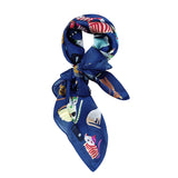 Wrapables Large Fashionable Cats Head Wrap Square Scarf 35 x 35 Inches, Midnight Blue