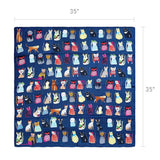 Wrapables Large Fashionable Cats Head Wrap Square Scarf 35 x 35 Inches, Midnight Blue