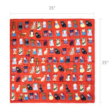 Wrapables Large Fashionable Cats Head Wrap Square Scarf 35 x 35 Inches, Red