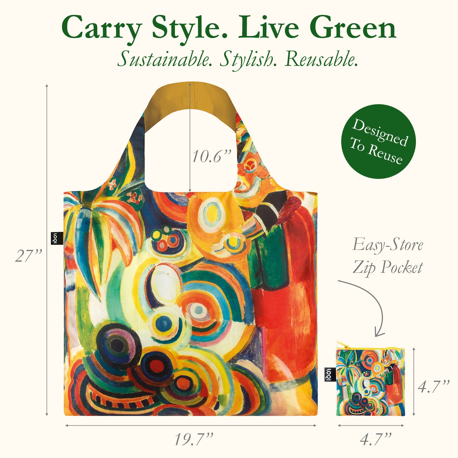 LOQI Museum Robert Delaunay Portuguese Women Recycled Reusable Shopping Bag (Set of 2)