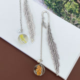 Wrapables Metal Leaf Bookmark with Charm for Book Lovers & Readers (Set of 2), Yellow & Peach