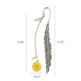 Wrapables Metal Leaf Bookmark with Charm for Book Lovers & Readers (Set of 2), Yellow & Peach