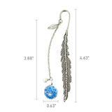 Wrapables Metal Leaf Bookmark with Charm for Book Lovers & Readers (Set of 2), Mint & Blue