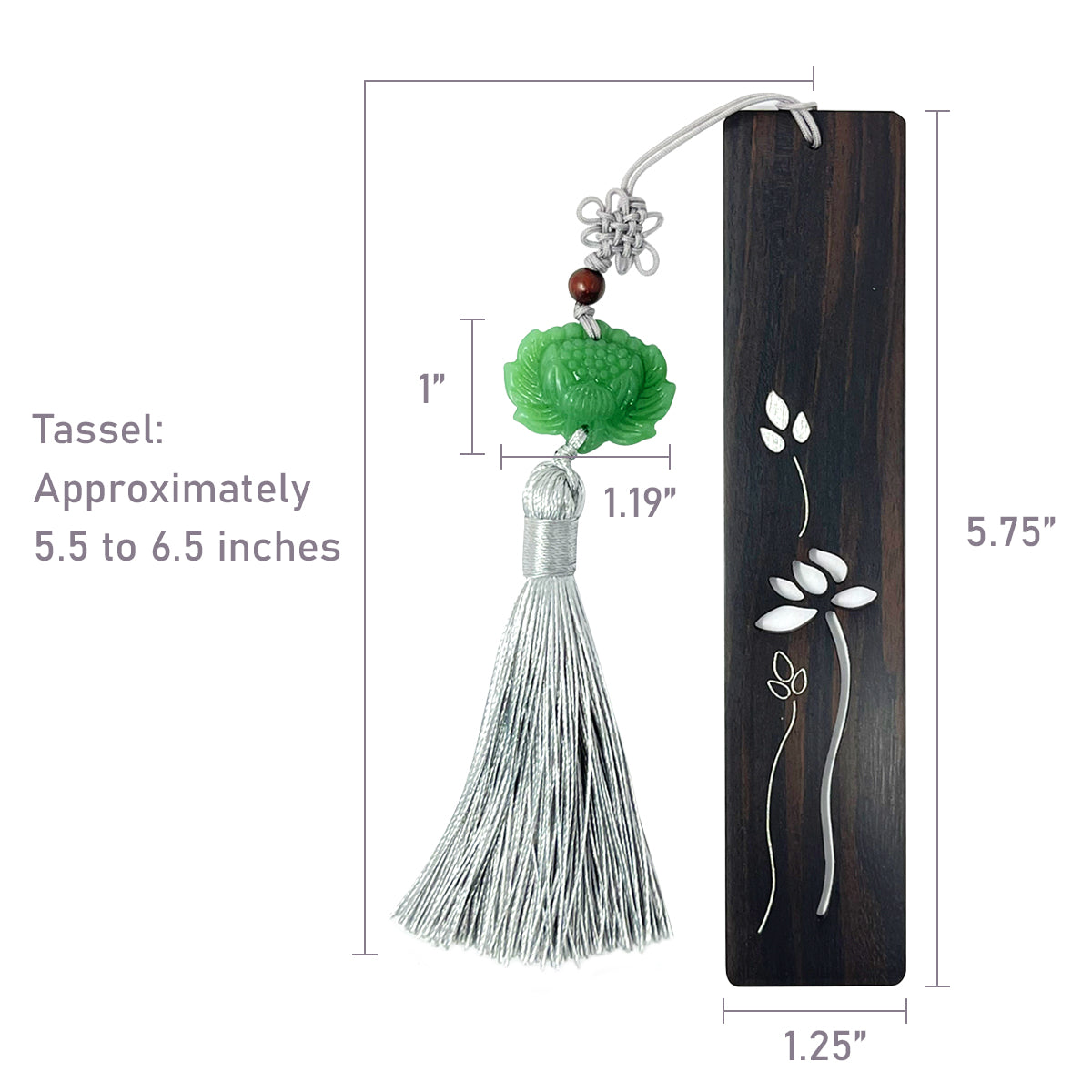 Wrapables Sandalwood Bookmark with Pendant Tassel for Book Lovers and Readers, Water Lily