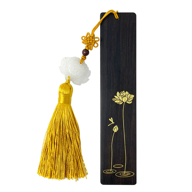 Wrapables Sandalwood Bookmark with Pendant Tassel for Book Lovers and Readers, Lotus