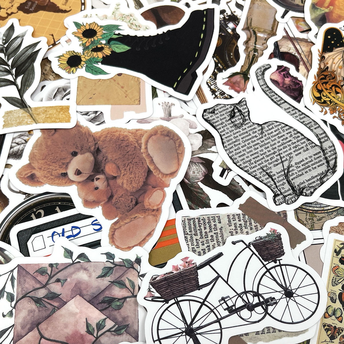 Wrapables Waterproof Vinyl Stickers for Water Bottles, Laptop, Phones, Skateboards, Decals for Teens, 100pcs, Vintage