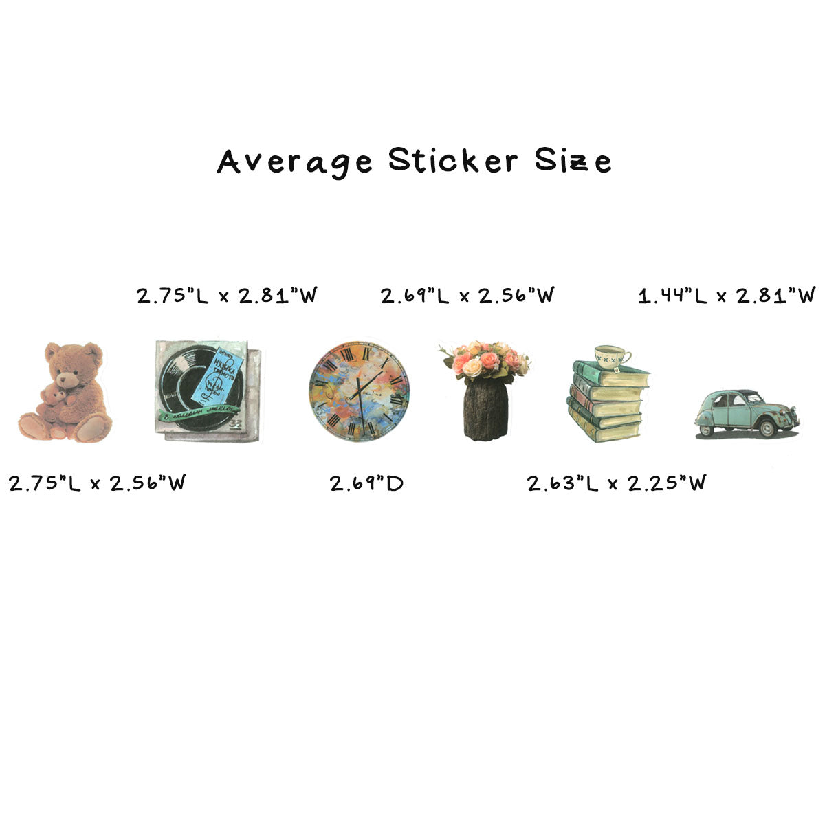 Wrapables Waterproof Vinyl Stickers for Water Bottles, Laptop, Phones, Skateboards, Decals for Teens, 100pcs, Vintage