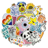 Wrapables Waterproof Vinyl Stickers for Water Bottles, Laptop, Phones, Skateboards, Decals for Teens, 100pcs, Good Vibes