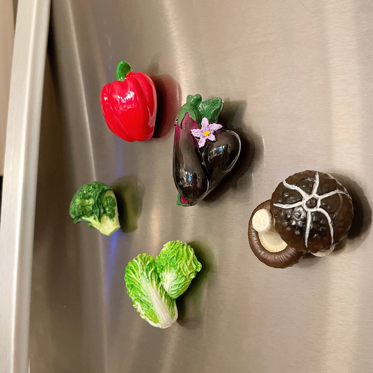 Wrapables 3D Resin Fridge Magnets, Food Simulation Refrigerator Magnets for Kitchen (Set of 5), Vegetables