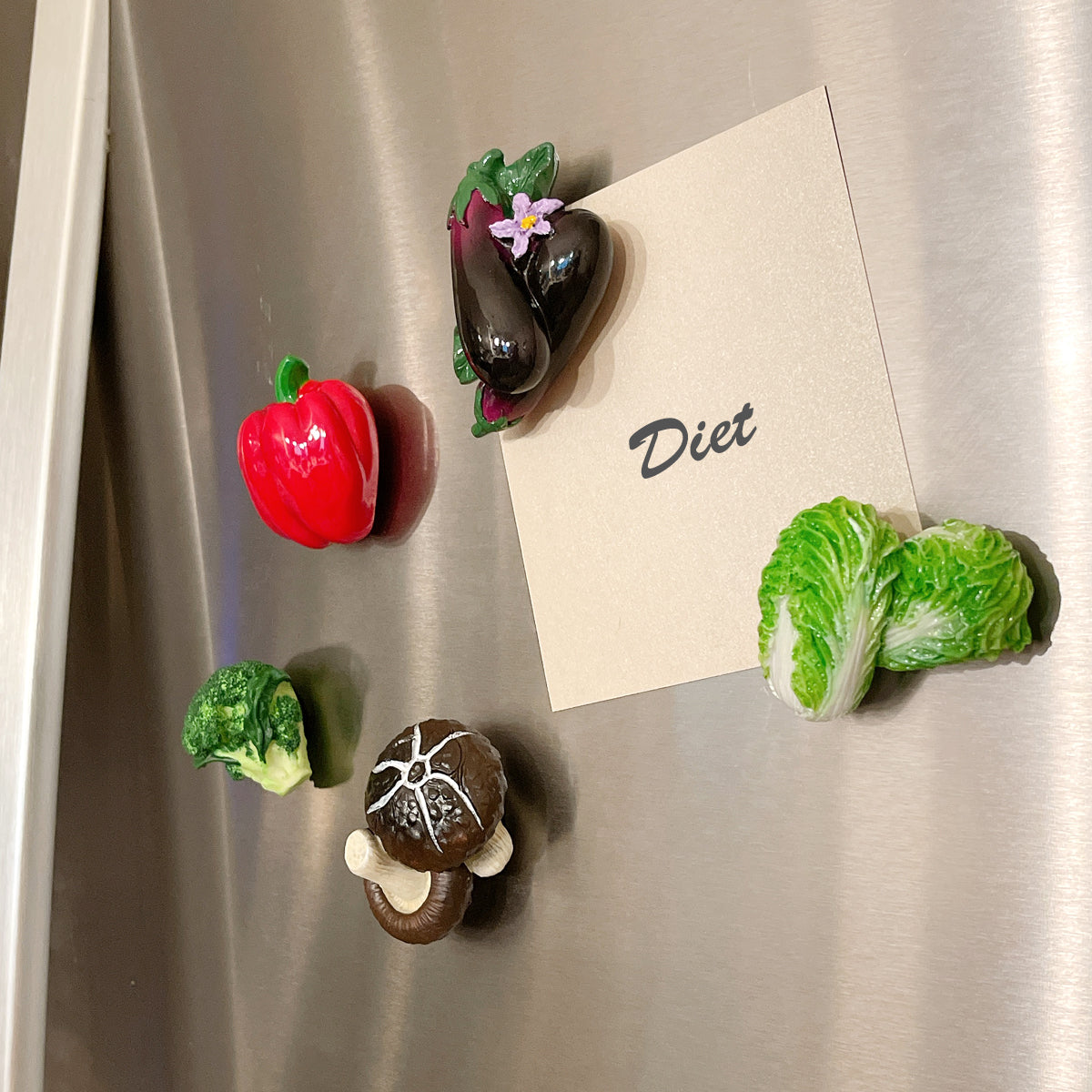 Wrapables 3D Resin Fridge Magnets, Food Simulation Refrigerator Magnets for Kitchen (Set of 5), Vegetables