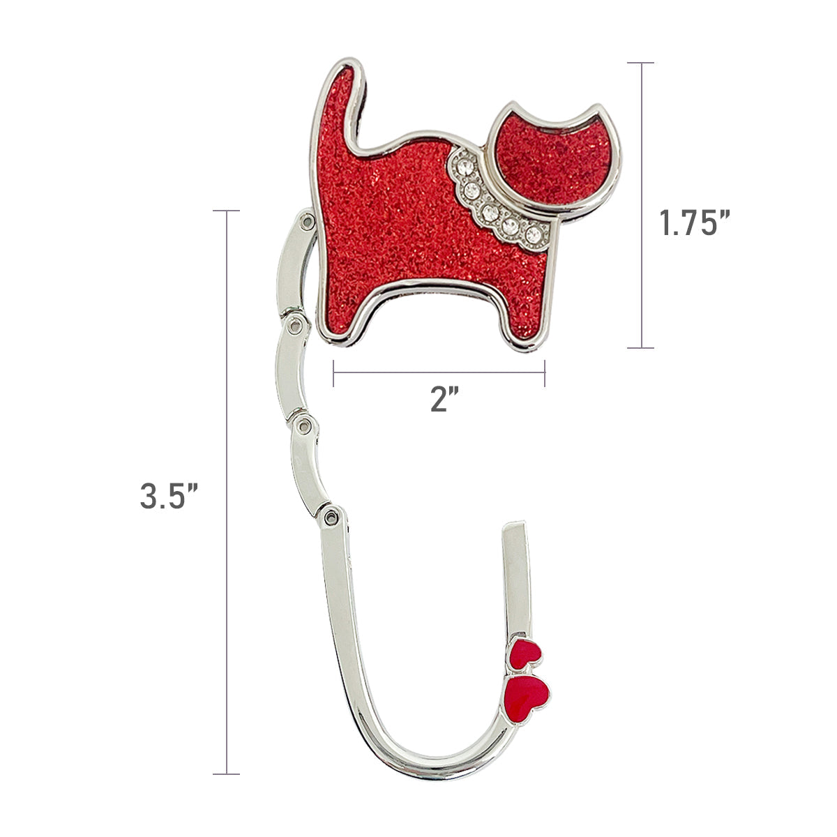 Wrapables Stylish Purse Hook Hanger, Foldable Handbag Table Hanger, Red Cat