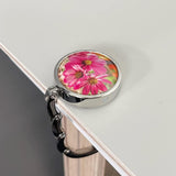 Wrapables Scenic Purse Hook Hanger, Foldable Handbag Table Hanger, Pink Daisies