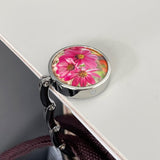 Wrapables Scenic Purse Hook Hanger, Foldable Handbag Table Hanger, Pink Daisies