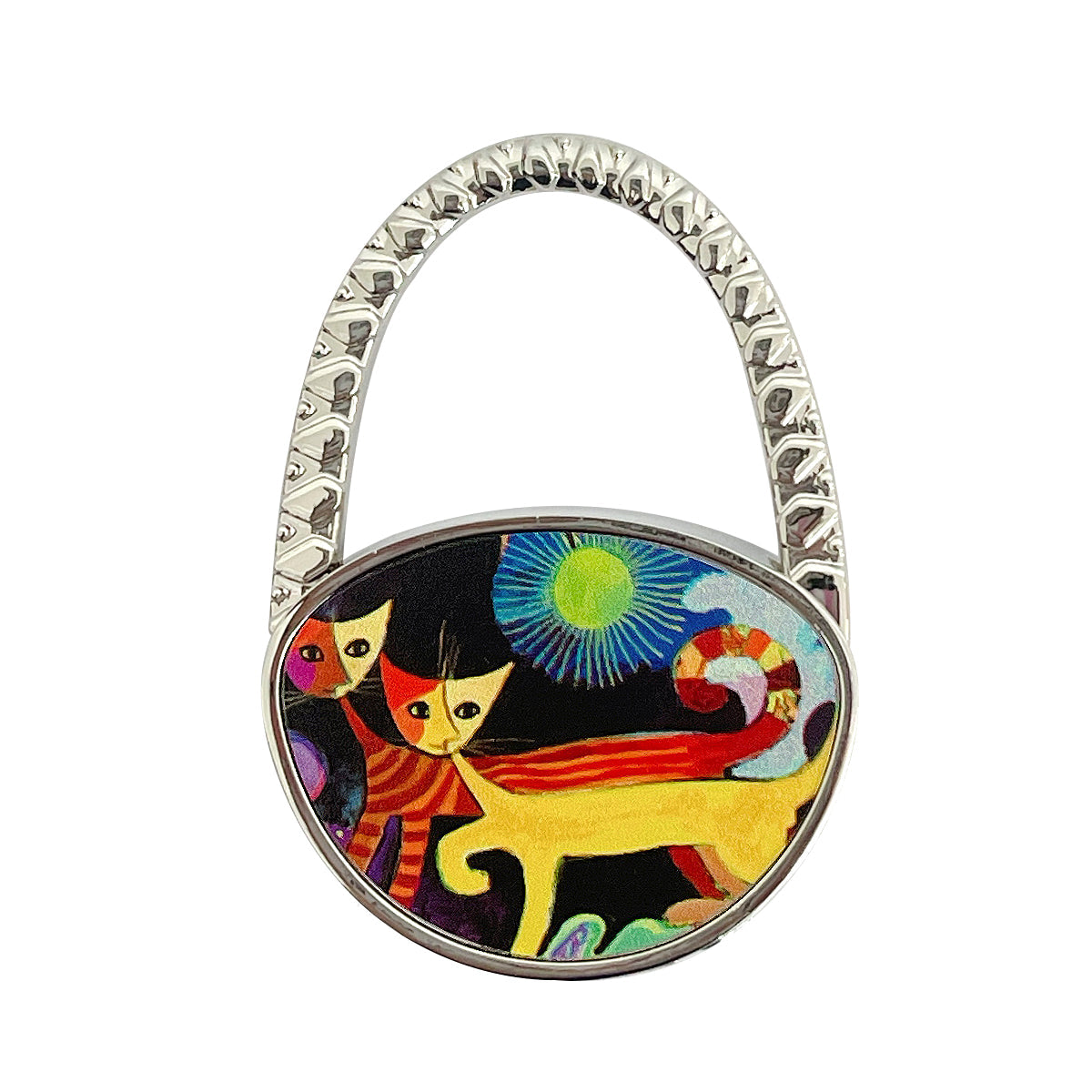 Wrapables Stylish Purse Hook Hanger, Foldable Handbag Table Hanger, Cats Playing