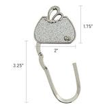 Wrapables Stylish Purse Hook Hanger, Foldable Handbag Table Hanger, Silver Handbag