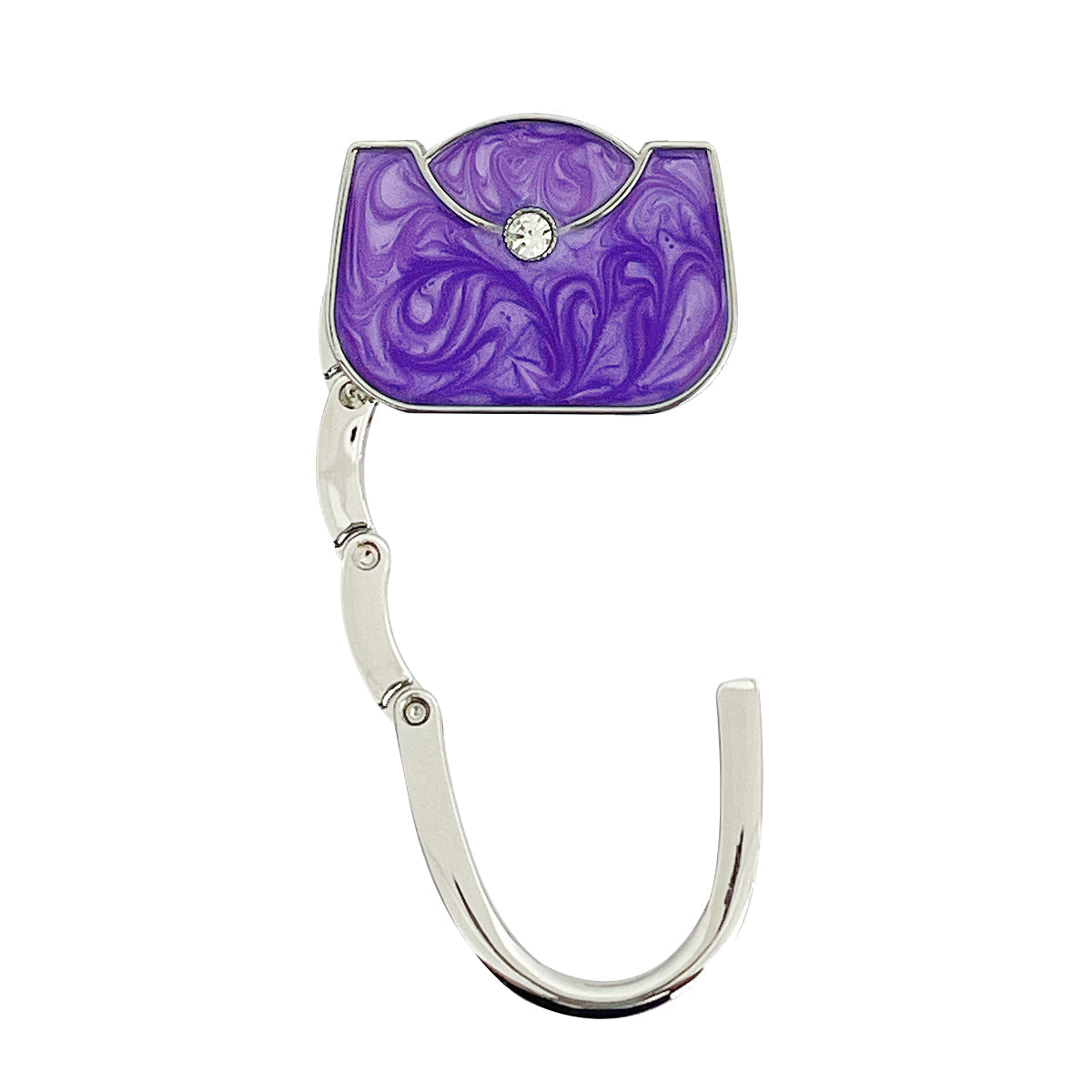 Wrapables Stylish Purse Hook Hanger, Foldable Handbag Table Hanger, Purple Handbag