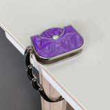 Wrapables Stylish Purse Hook Hanger, Foldable Handbag Table Hanger, Purple Handbag