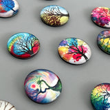 Wrapables Crystal Glass Magnets, Refrigerator Magnets for Office Whiteboards, Cabinets, Lockers (Set of 12), Vibrant Trees