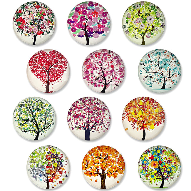 Wrapables Crystal Glass Magnets, Refrigerator Magnets for Office Whiteboards, Cabinets, Lockers (Set of 12), Tree Love