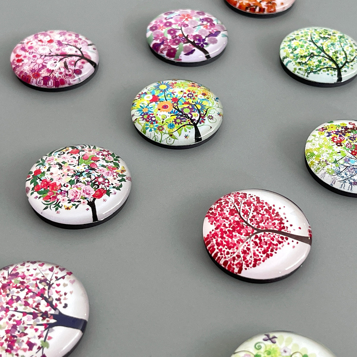 Wrapables Crystal Glass Magnets, Refrigerator Magnets for Office Whiteboards, Cabinets, Lockers (Set of 12), Tree Love