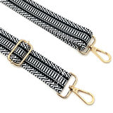 Wrapables Wide Adjustable Crossbody Handbag Strap, Women's Replacement Bag Strap for Purses, Black Stripes