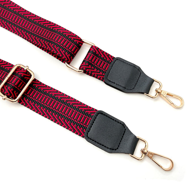 Wrapables Wide Adjustable Crossbody Handbag Strap, Women's Replacement Bag Strap for Purses, Red w/ Leather Ends