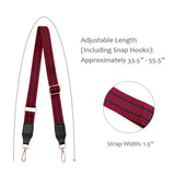 Wrapables Wide Adjustable Crossbody Handbag Strap, Women's Replacement Bag Strap for Purses, Red w/ Leather Ends