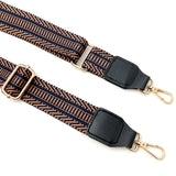 Wrapables Wide Adjustable Crossbody Handbag Strap, Women's Replacement Bag Strap for Purses, Orange & Navy w/ Leather Ends