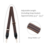 Wrapables Wide Adjustable Crossbody Handbag Strap, Women's Replacement Bag Strap for Purses, Orange & Navy w/ Leather Ends