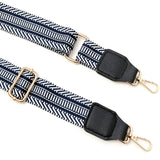 Wrapables Wide Adjustable Crossbody Handbag Strap, Women's Replacement Bag Strap for Purses, Navy w/ Leather Ends