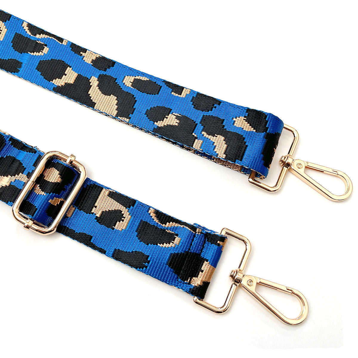 Wrapables Wide Adjustable Crossbody Handbag Strap, Women's Replacement Bag Strap for Purses, Blue Leopard Print