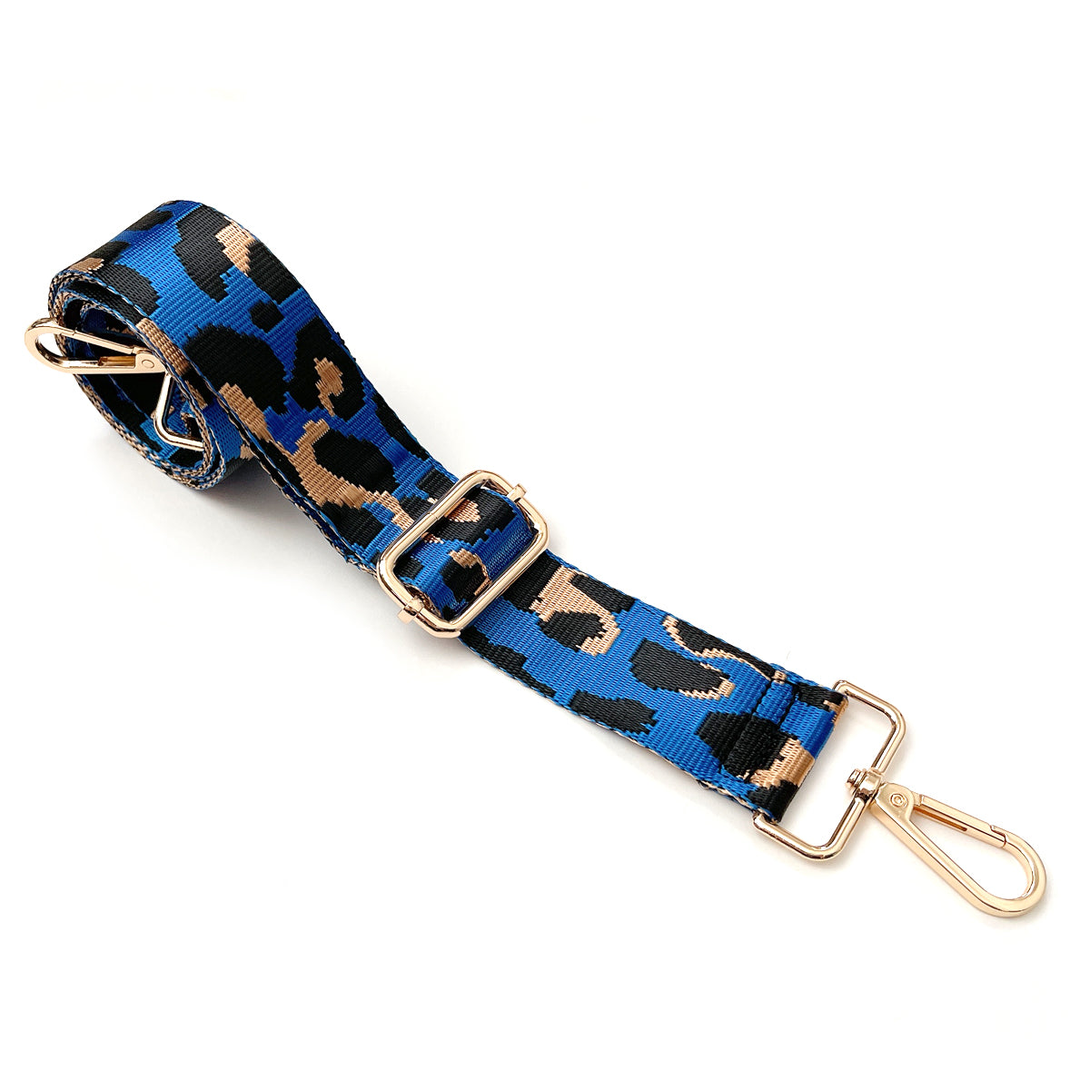 Wrapables Wide Adjustable Crossbody Handbag Strap, Women's Replacement Bag Strap for Purses, Blue Leopard Print