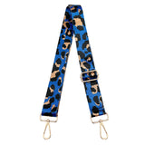 Wrapables Wide Adjustable Crossbody Handbag Strap, Women's Replacement Bag Strap for Purses, Blue Leopard Print