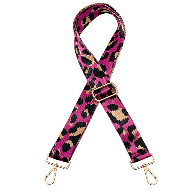 Wrapables Wide Adjustable Crossbody Handbag Strap, Women's Replacement Bag Strap for Purses, Pink Leopard Print