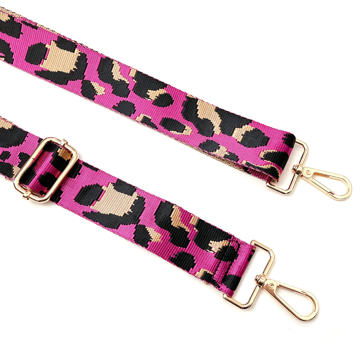 Wrapables Wide Adjustable Crossbody Handbag Strap, Women's Replacement Bag Strap for Purses, Pink Leopard Print