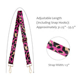 Wrapables Wide Adjustable Crossbody Handbag Strap, Women's Replacement Bag Strap for Purses, Pink Leopard Print