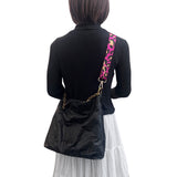 Wrapables Wide Adjustable Crossbody Handbag Strap, Women's Replacement Bag Strap for Purses, Pink Leopard Print