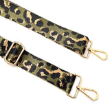 Wrapables Wide Adjustable Crossbody Handbag Strap, Women's Replacement Bag Strap for Purses, Green Leopard Print