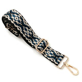 Wrapables Wide Adjustable Crossbody Handbag Strap, Women's Replacement Bag Strap for Purses, Blue Deco