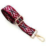 Wrapables Wide Adjustable Crossbody Handbag Strap, Women's Replacement Bag Strap for Purses, Red & Light Blue Deco