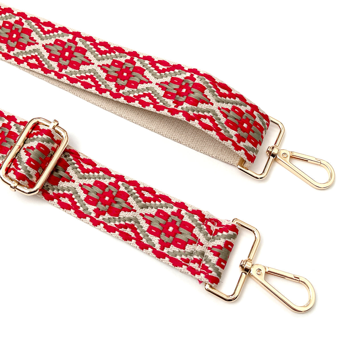 Wrapables Wide Adjustable Crossbody Handbag Strap, Women's Replacement Bag Strap for Purses, Red & Gray Deco