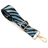 Wrapables Wide Adjustable Crossbody Handbag Strap, Women's Replacement Bag Strap for Purses, Blue Zebra Print