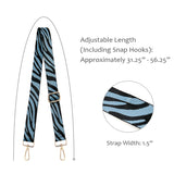 Wrapables Wide Adjustable Crossbody Handbag Strap, Women's Replacement Bag Strap for Purses, Blue Zebra Print