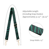 Wrapables Wide Adjustable Crossbody Handbag Strap, Women's Replacement Bag Strap for Purses, Green Zebra Print