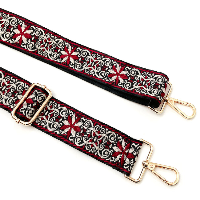 Wrapables Wide Adjustable Crossbody Handbag Strap, Women's Replacement Bag Strap for Purses, Red Starflower