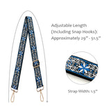 Wrapables Wide Adjustable Crossbody Handbag Strap, Women's Replacement Bag Strap for Purses, Blue Starflower