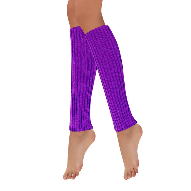 Wrapables 80's Style Neon Fluorescent Ribbed Leg Warmers, Purple